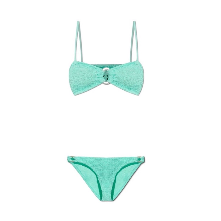 Nwt Hunza G Misty Bikini With Pearly Hoop In Lime